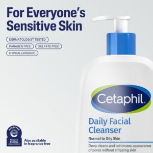 cetaphil daily facial cleanser for sensitive, combination to oily skin, 8 oz