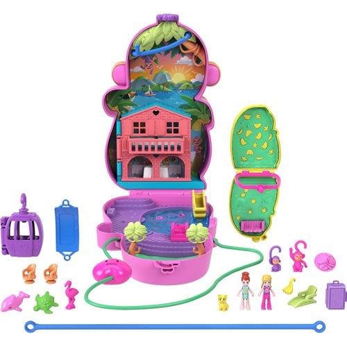 Polly Pocket Adventures in Rio Momma Monkey and Baby Compact Playset
